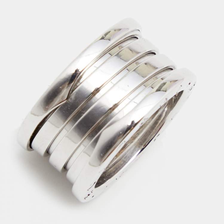 Pre Owned Bvlgari B.Zero1 18k White Gold 4-Band Ring Size 51