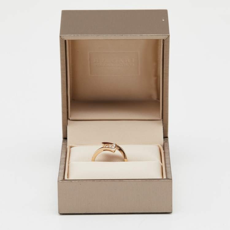 Pre Owned Bvlgari Divas' Dream Carnelian Diamond 18k Rose Gold Ring Size 51