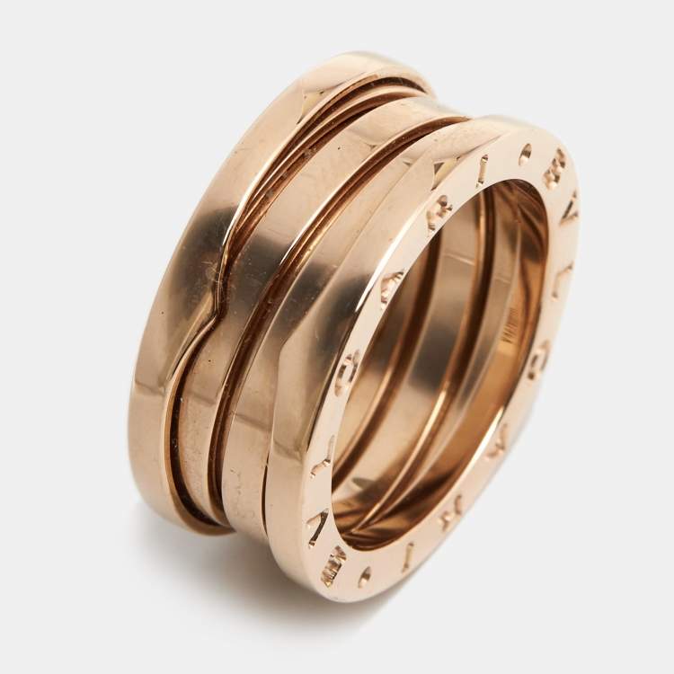 Pre Owned Bvlgari B.Zero1 18k Rose Gold 3-Band Ring Size 54