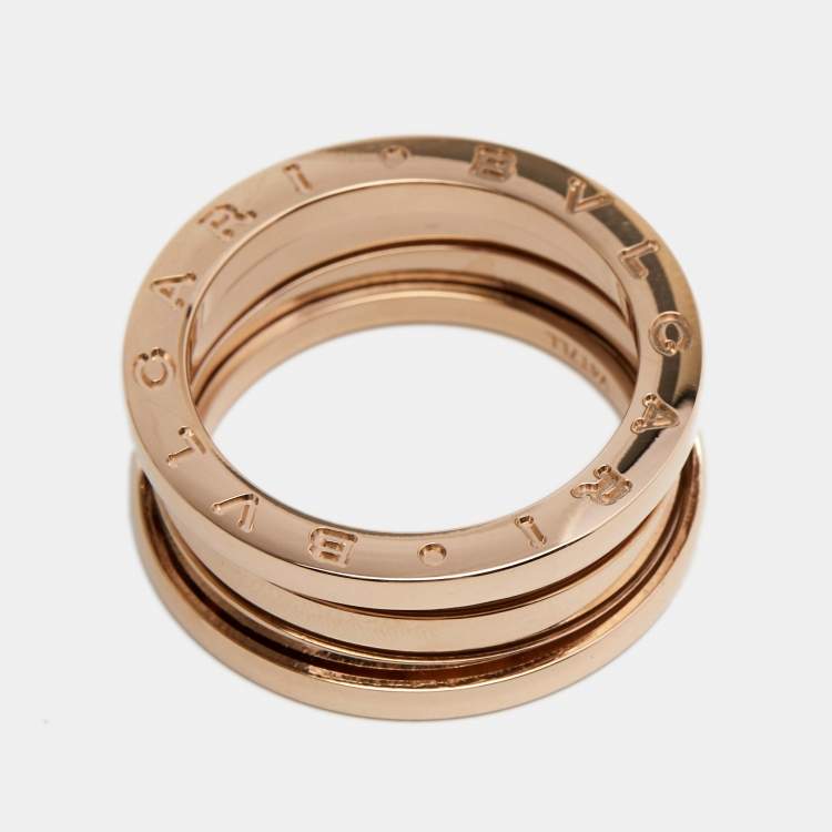 Pre Owned Bvlgari B.Zero1 18k Rose Gold 3-Band Ring Size 57