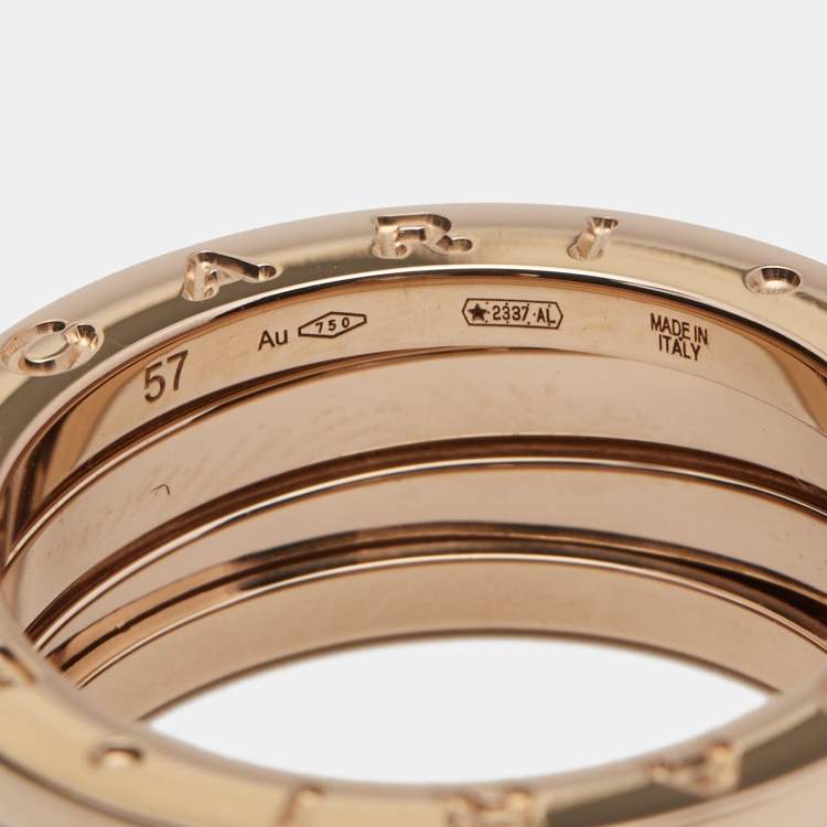 Pre Owned Bvlgari B.Zero1 18k Rose Gold 3-Band Ring Size 57