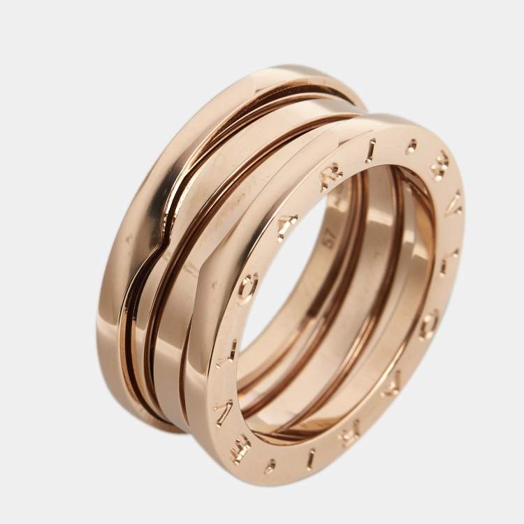 Pre Owned Bvlgari B.Zero1 18k Rose Gold 3-Band Ring Size 57