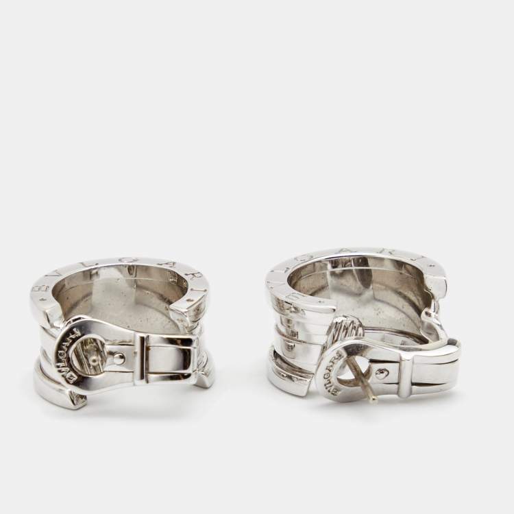 Pre Owned Bvlgari B.Zero1 18K White Gold Hoop Earrings
