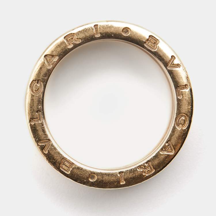 Pre Owned Bvlgari B.Zero1 White Ceramic 18k Rose Gold 4-Band Ring Size 57