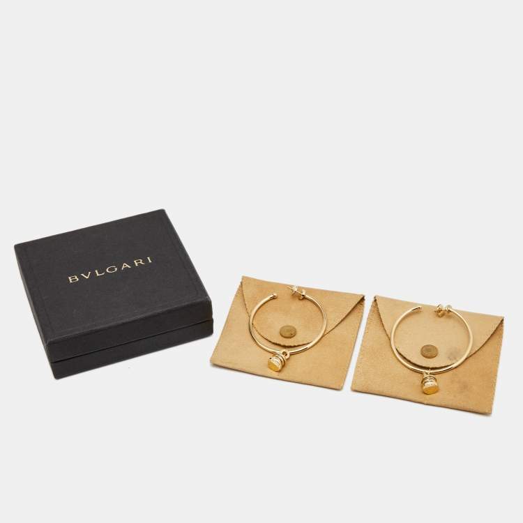 Pre Owned Bvlgari B.Zero1 18K Yellow Gold Hoop Charm Earrings