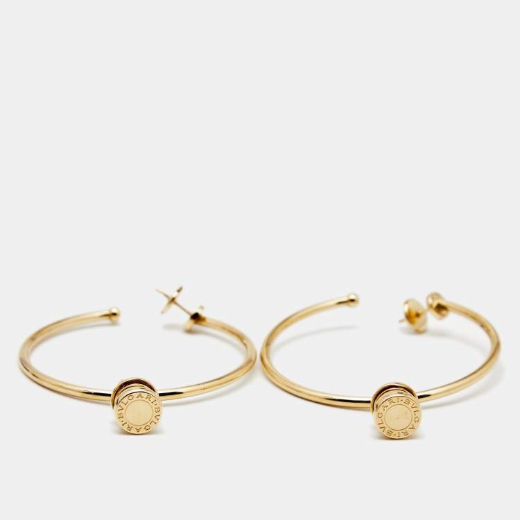Pre Owned Bvlgari B.Zero1 18K Yellow Gold Hoop Charm Earrings