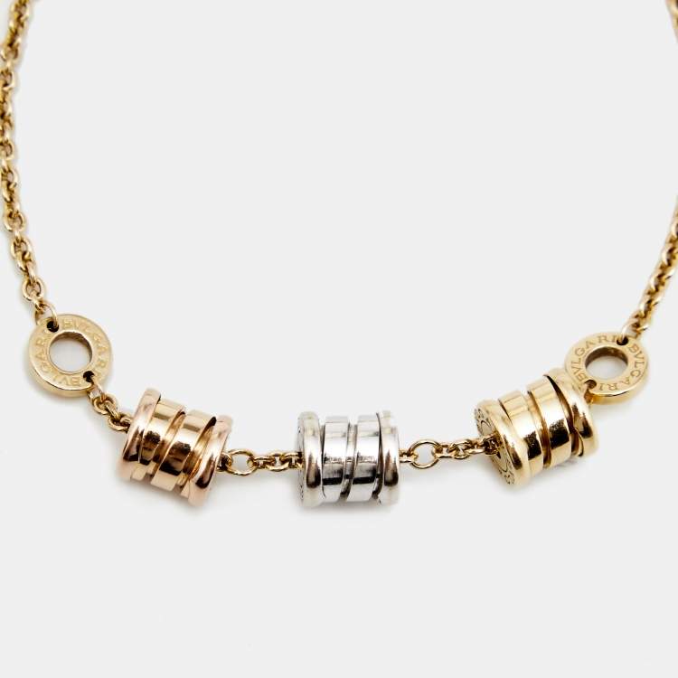 Pre Owned Bvlgari B.zero1 18K Three Tone Gold Element Soft Bracelet