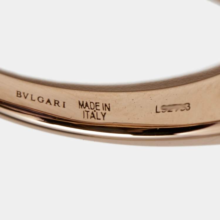 Pre Owned Bvlgari Tronchetto Amethyst 18k Rose Gold Ring Size 52