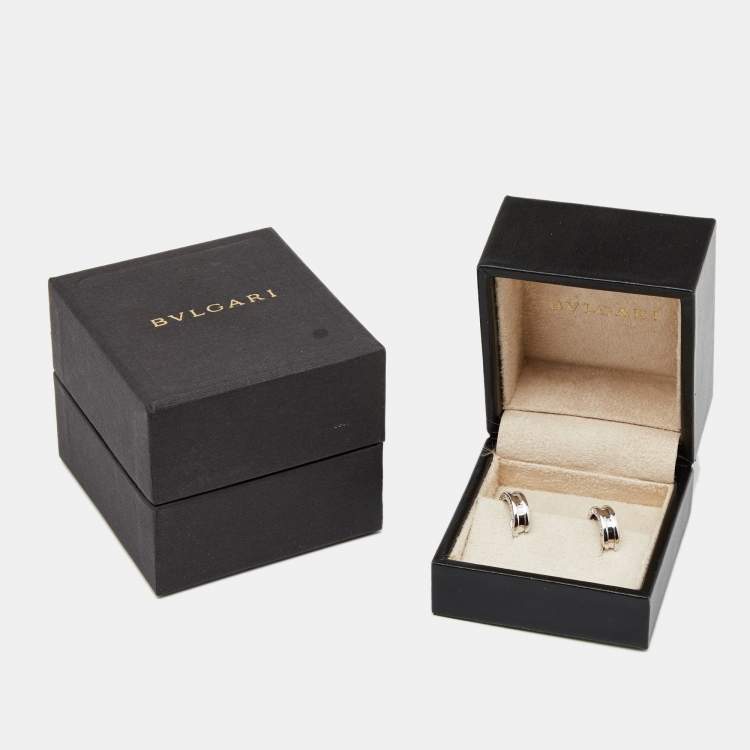 Pre Owned Bvlgari B.Zero1 18k White Gold Small Hoop Earrings