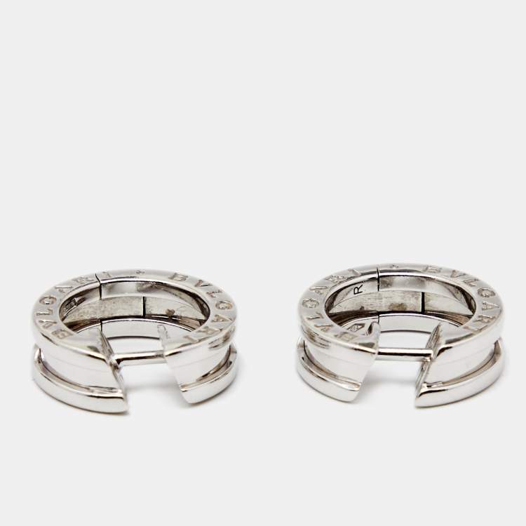 Pre Owned Bvlgari B.Zero1 18k White Gold Small Hoop Earrings