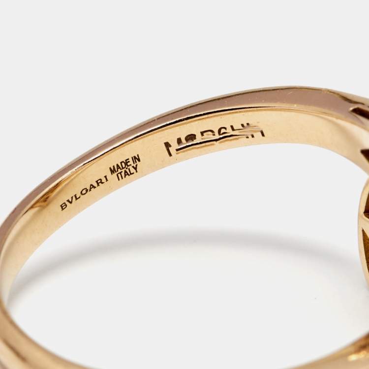 Pre Owned Bvlgari Divas' Dream Mother of Pearl Diamond 18k Rose Gold Ring Size 54