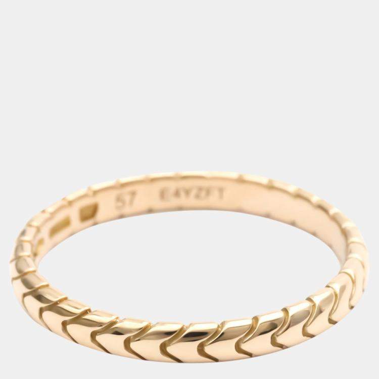 Pre Owned Bvlgari Serpenti Spiga 18K Rose Gold Ring EU 57