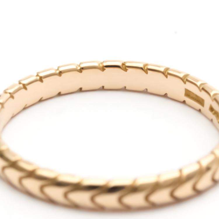 Pre Owned Bvlgari Serpenti Spiga 18K Rose Gold Ring EU 57