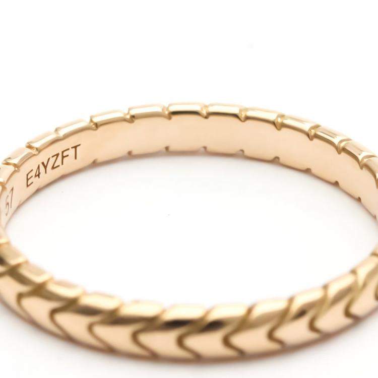 Pre Owned Bvlgari Serpenti Spiga 18K Rose Gold Ring EU 57