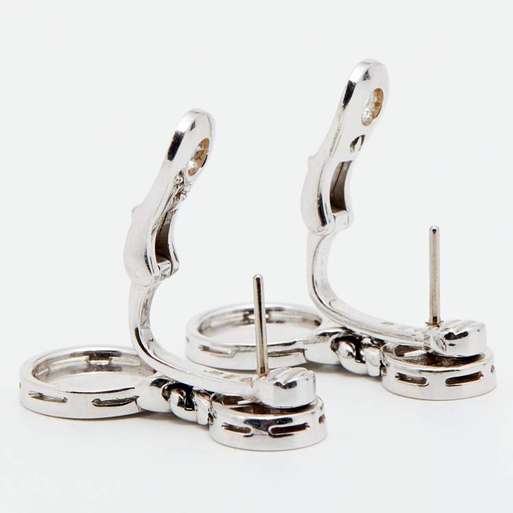 Pre Owned Bvlgari Bvlgari Onyx 18k White Gold Earrings