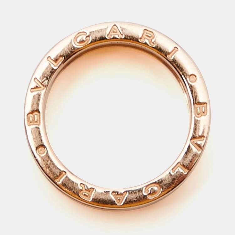 Pre Owned Bvlgari B.Zero1 White Ceramic 18k Rose Gold 2-Band Ring Size 56