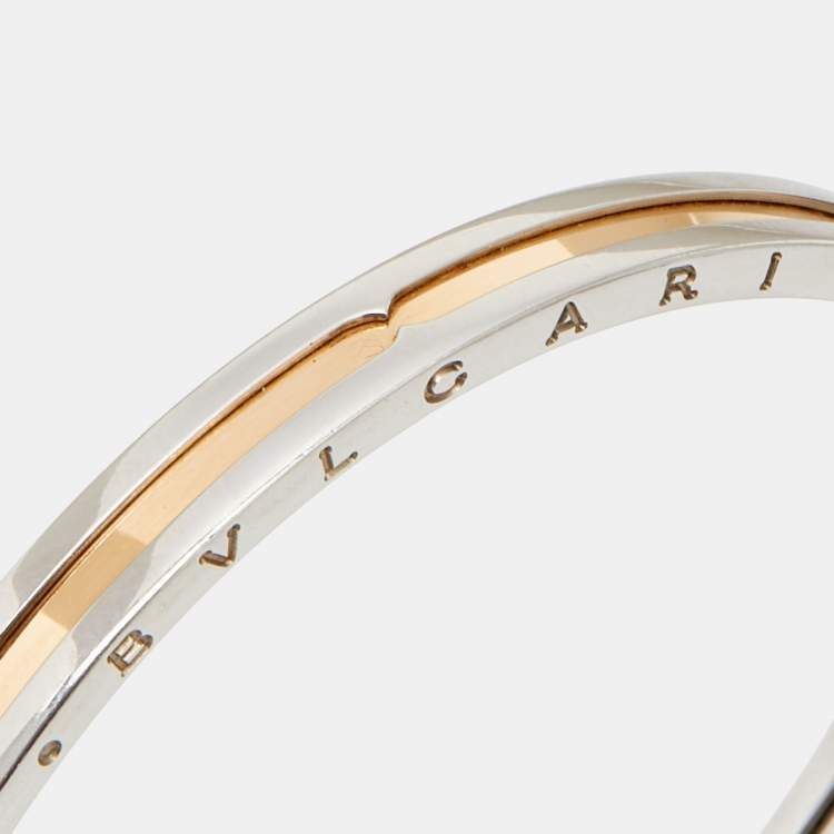 Pre Owned Bvlgari B.Zero1 18k Rose Gold Stainless Steel Open Cuff Bracelet S