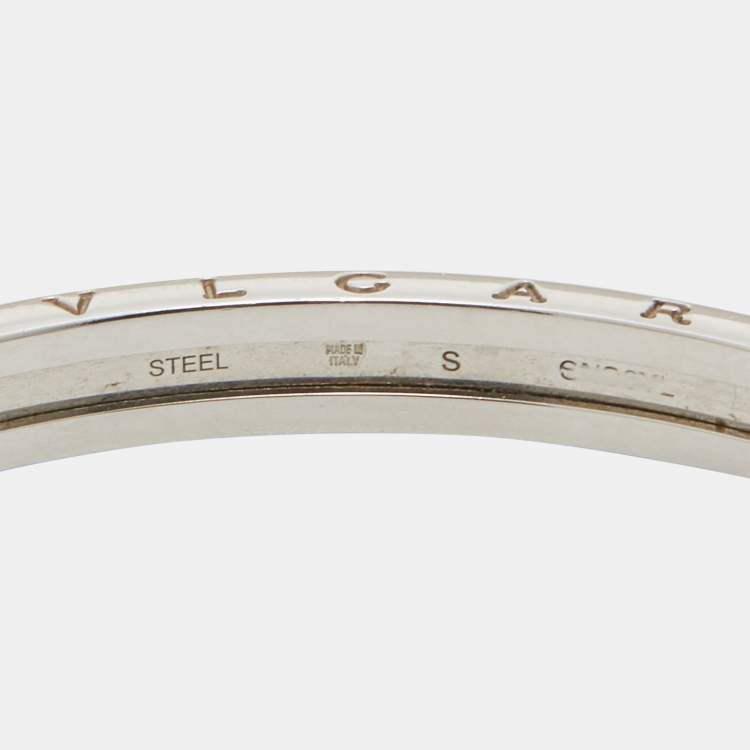 Pre Owned Bvlgari B.Zero1 18k Rose Gold Stainless Steel Open Cuff Bracelet S