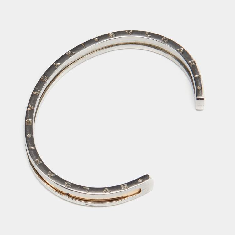 Pre Owned Bvlgari B.Zero1 18k Rose Gold Stainless Steel Open Cuff Bracelet S