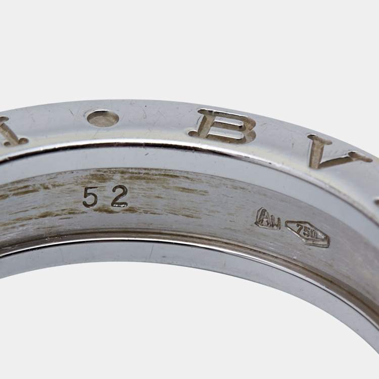 Pre Owned Bvlgari B.Zero1 18k White Gold Band Ring Size 52