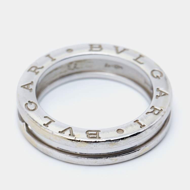 Pre Owned Bvlgari B.Zero1 18k White Gold Band Ring Size 52