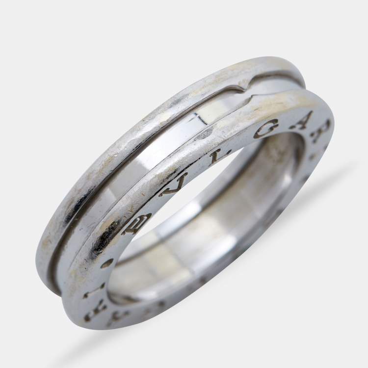Pre Owned Bvlgari B.Zero1 18k White Gold Band Ring Size 52