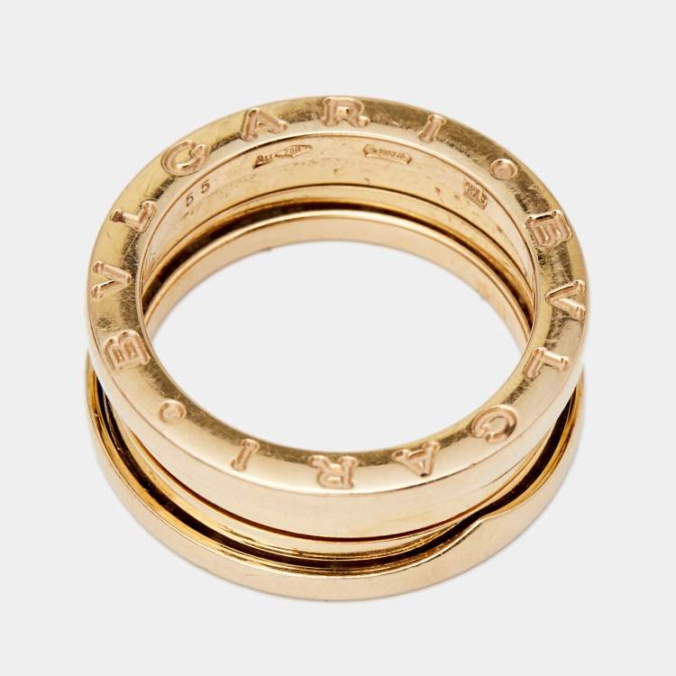 Pre Owned Bvlgari B.Zero1 18k Rose Gold 4-Band Ring Size 55