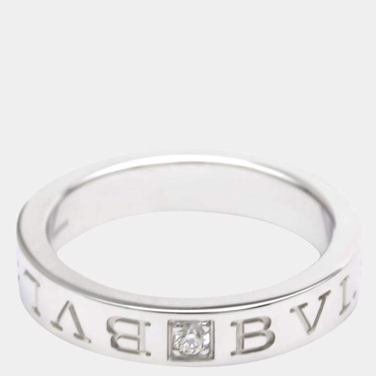 Pre Owned Bvlgari Bvlgari Bvlgari 18K White Gold Diamond Ring EU 53