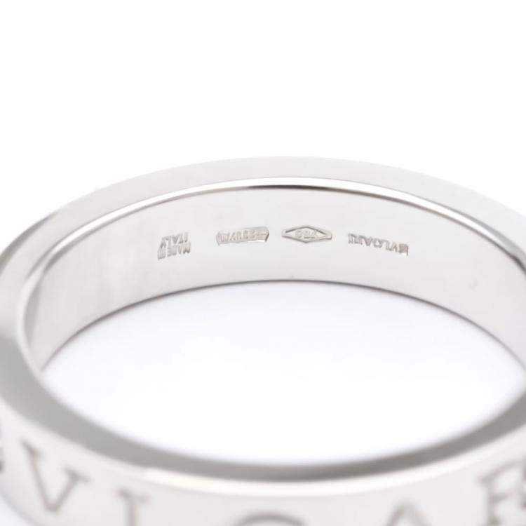 Pre Owned Bvlgari Bvlgari Bvlgari 18K White Gold Diamond Ring EU 53