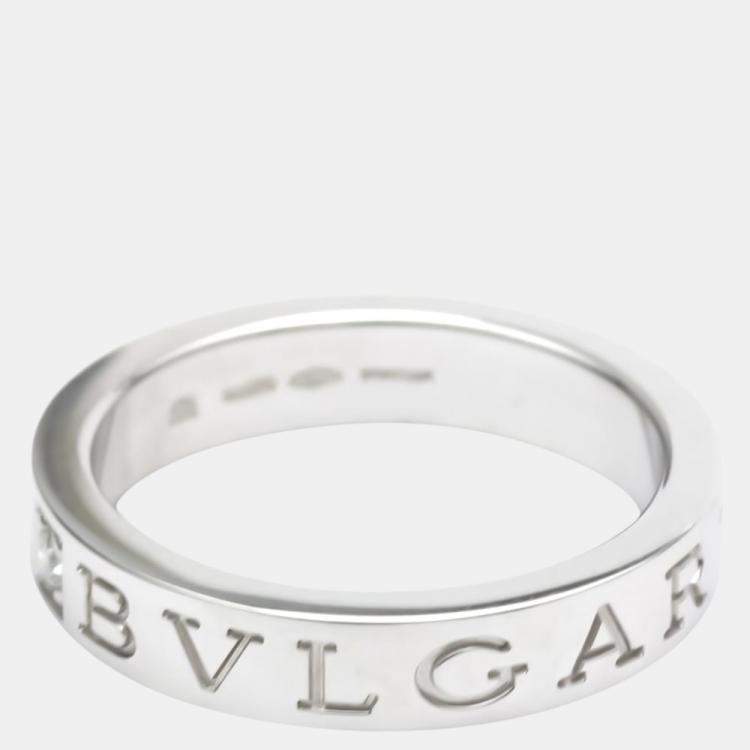 Pre Owned Bvlgari Bvlgari Bvlgari 18K White Gold Diamond Ring EU 53