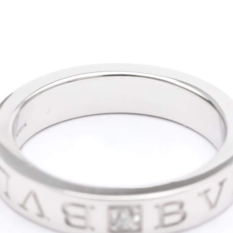 Pre Owned Bvlgari Bvlgari Bvlgari 18K White Gold Diamond Ring EU 53