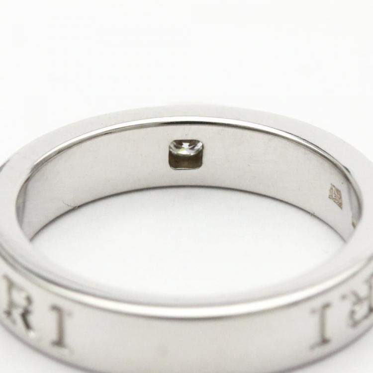 Pre Owned Bvlgari Bvlgari Bvlgari 18K White Gold Diamond Ring EU 52