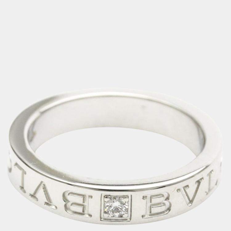 Pre Owned Bvlgari Bvlgari Bvlgari 18K White Gold Diamond Ring EU 52