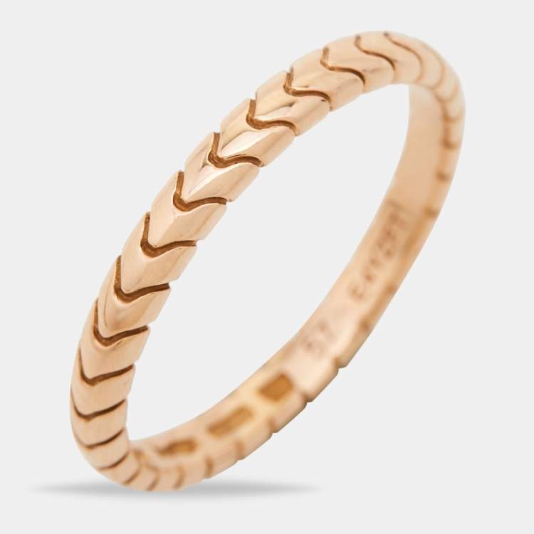 Pre Owned Bvlgari Serpenti Spiga 18K Rose Gold Band Ring Size 57