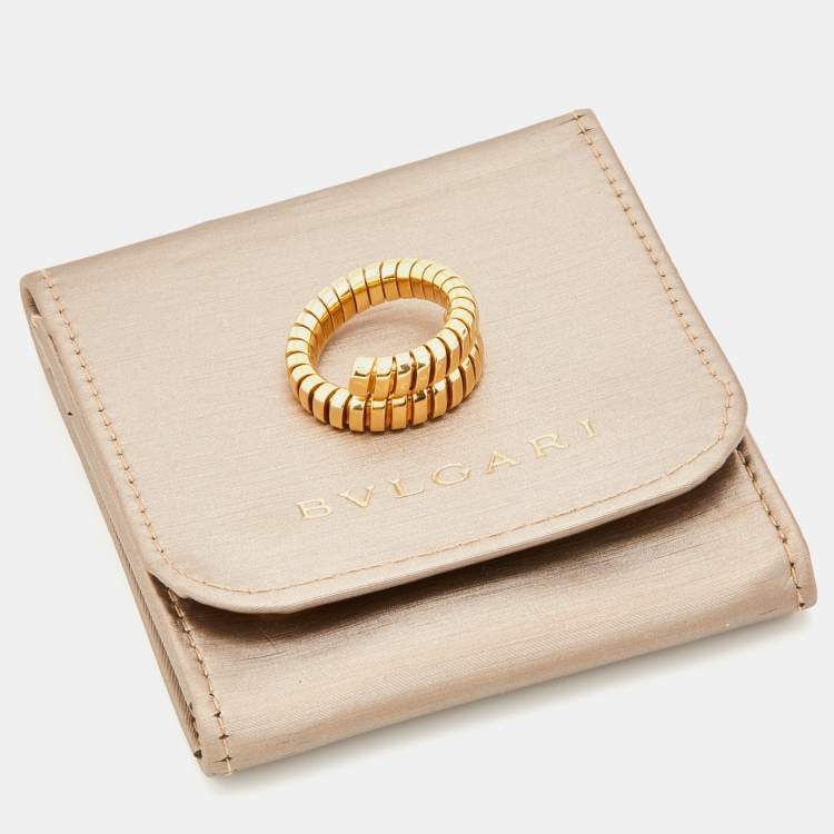 Pre Owned Bvlgari Tubogas 18k Yellow Gold Flex Ring Size 54