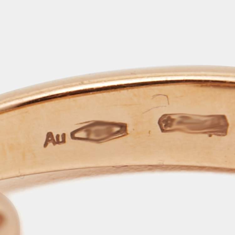 Pre Owned Bvlgari Bvlgari Jade Diamond 18k Rose Gold Flip Ring Size 56