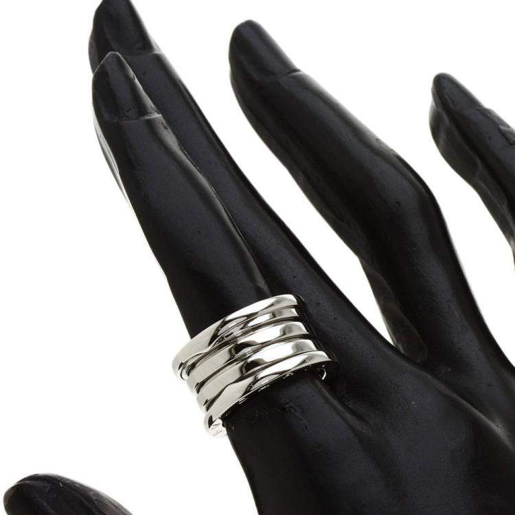 Pre Owned Bvlgari B.Zero1 18K White Gold Ring EU 50
