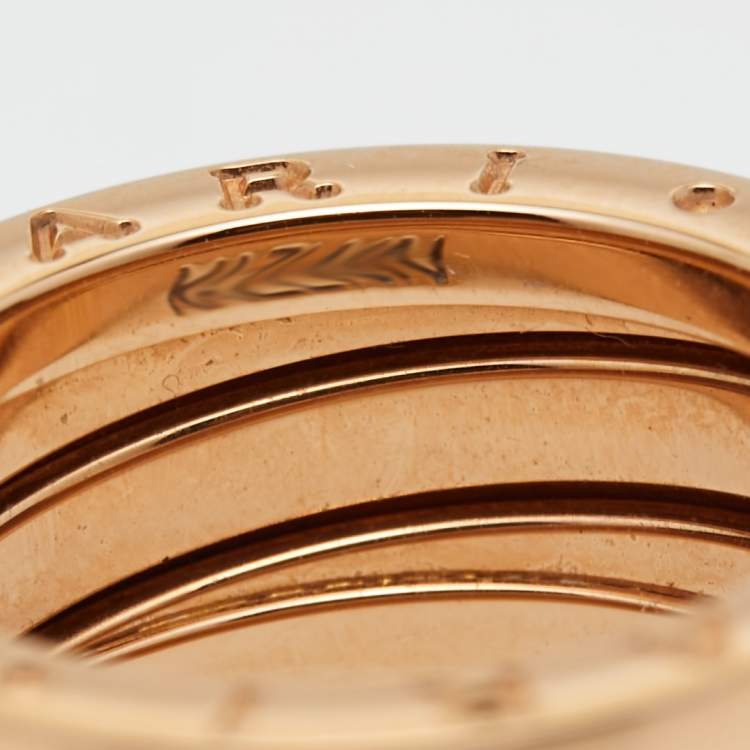 Pre Owned Bvlgari B.Zero1 18k Rose Gold 3 Band Ring Size 50