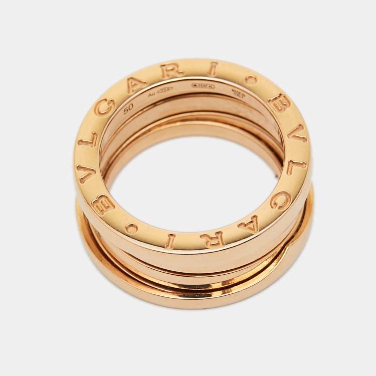 Pre Owned Bvlgari B.Zero1 18k Rose Gold 3 Band Ring Size 50