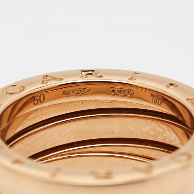 Pre Owned Bvlgari B.Zero1 18k Rose Gold 3 Band Ring Size 50