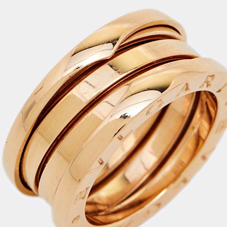 Pre Owned Bvlgari B.Zero1 18k Rose Gold 3 Band Ring Size 50