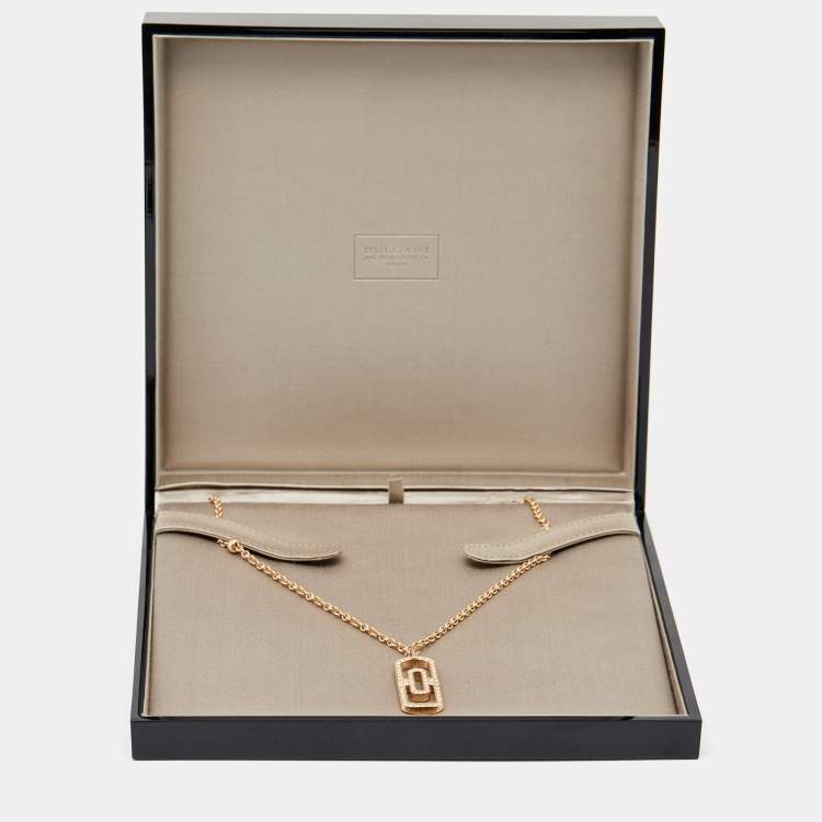Pre Owned Bvlgari Parentesi Diamond 18k Rose Gold Pendant Necklace