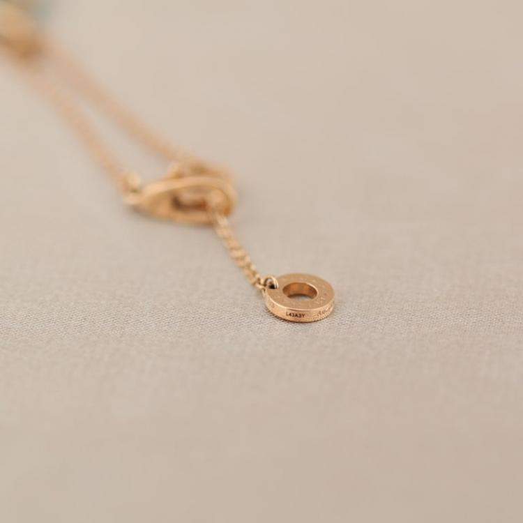 Pre Owned Bvlgari Divas' Dream 18K Rose Gold Diamond Turquoise Necklace