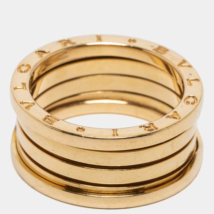 Pre Owned Bvlgari B.Zero1 18k Yellow Gold 4 Band Ring Size 60