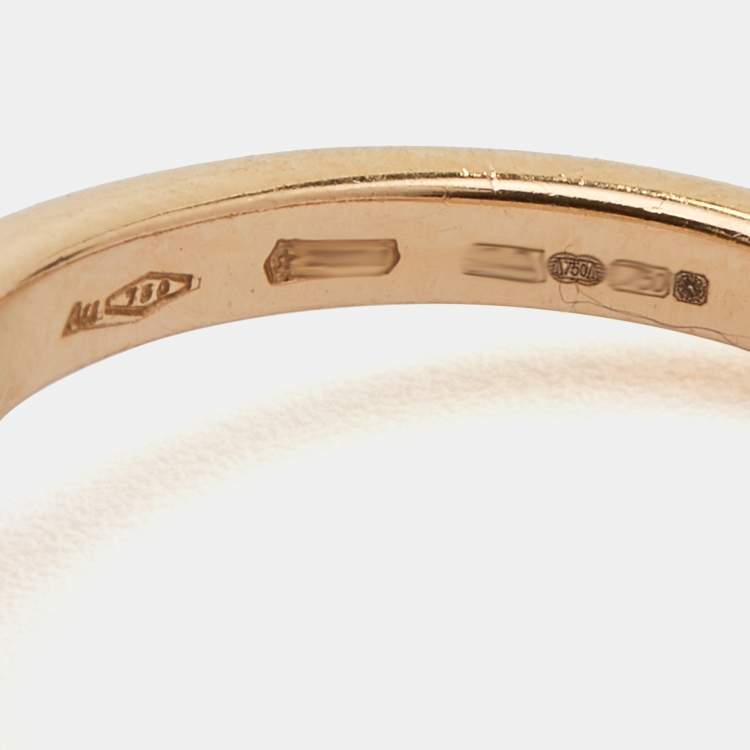 Pre Owned Bvlgari Divas' Dream Carnelian Diamond 18k Rose Gold Charm Ring Size 54