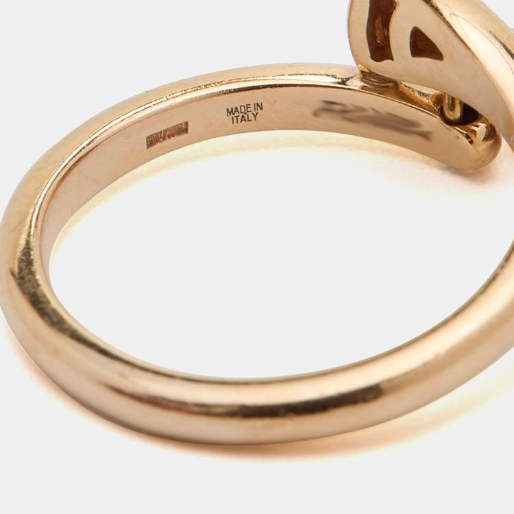 Pre Owned Bvlgari Divas' Dream Carnelian Diamond 18k Rose Gold Charm Ring Size 54