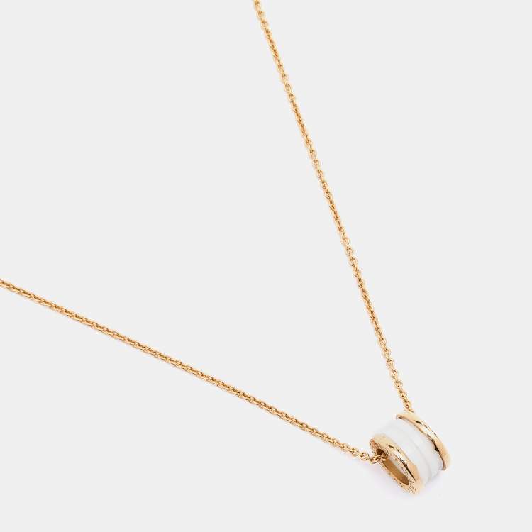 مملوكة مسبقًا Bvlgari B.Zero White Ceramic 18k Rose Gold Pendant Necklace