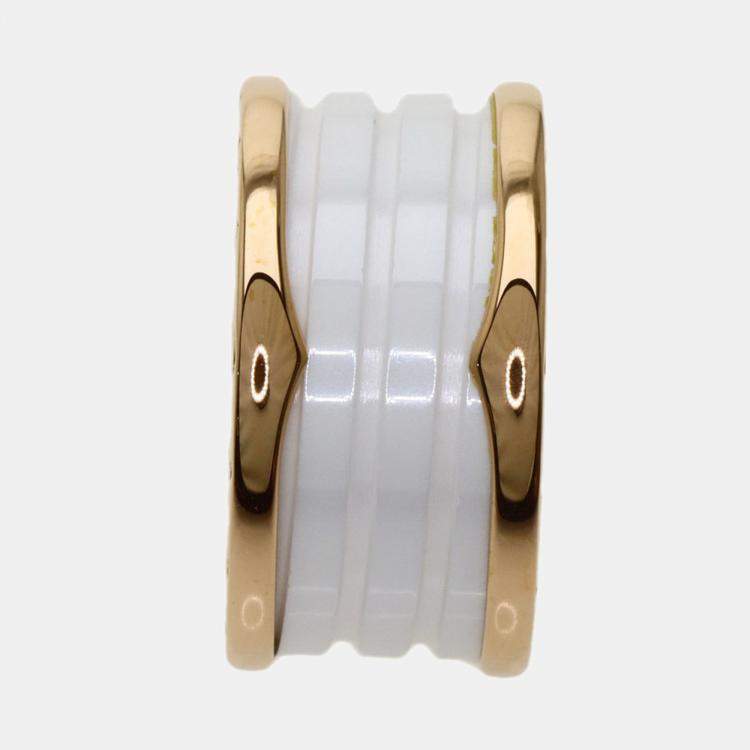 Pre Owned Bvlgari B.Zero1 18K Rose Gold Ceramic Ring EU 58