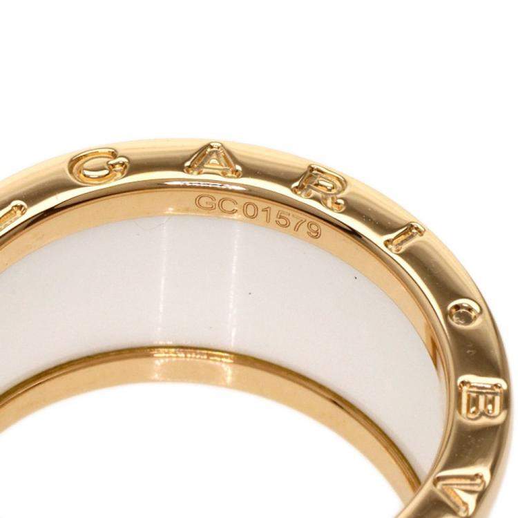 Pre Owned Bvlgari B.Zero1 18K Rose Gold Ceramic Ring EU 58
