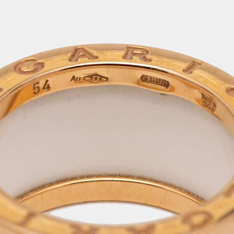 Pre Owned Bvlgari B.Zero1 Ceramic 18k Rose Gold Band Ring Size 54